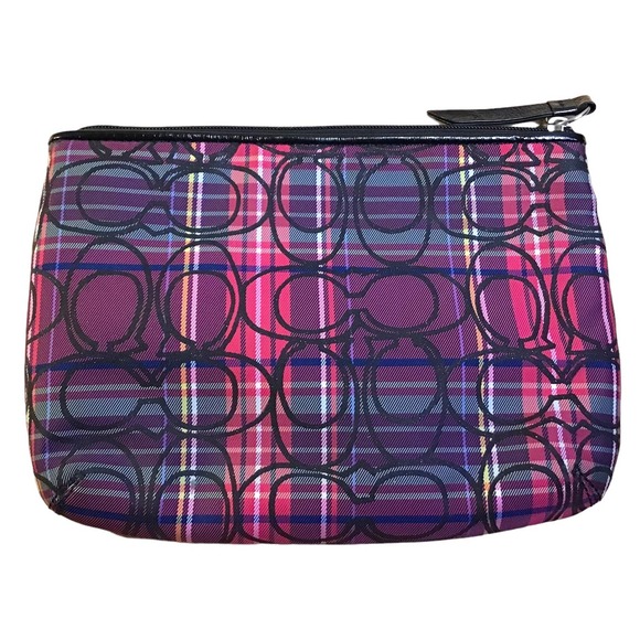 Coach Poppy Plaid Tartan Makeup Bag - Picture 2 of 3